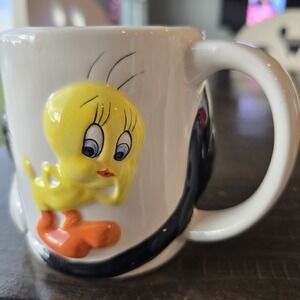 Vintage Gibson 1999 Looney Tunes Tweety And Sylvester 16 OZ‎ Mug Coffee Cup.